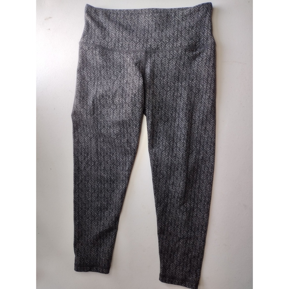 Prana Gray Geometric Leaf Print High Waisted Leggings Pants Women's XS